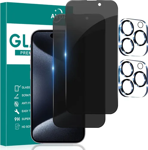 Vista 55 de Paquete de 2 protectores de pantalla de privacidad para iPhone 11/iPhone XR, pantalla de privacidad iPhone 11 de 6.1 pulgadas, película de vidrio