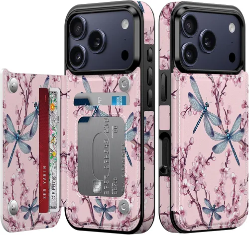 Vista 193 de FUNMIKO Funda tipo cartera para iPhone 15 con tarjetero + clip para efectivo, bloqueo RFID, protección contra caídas de grado militar y obras