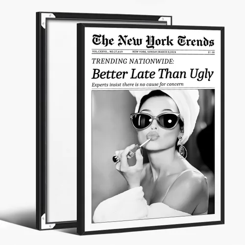 Vista 27 de Póster de moda rosa bebé divertido póster de los años 70 The New York Press Wall Art Life Is Better in Pink Hot Girl Impresiones en lienzo