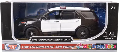 Vista 5 de Motor Max 1:24 W/B 2015 Ford Police Interceptor Utilidad con barra ligera Diecast Vehículos