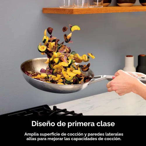 Vista 8 de Ninja EverClad - Sartén de acero inoxidable de grado comercial de 26 cm, sartén tricapa, apta para horno hasta 600°F, compatible con todas