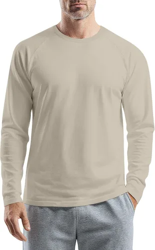 Vista 30 de Camisetas para hombre, manga larga, color sólido, cuello redondo, camisetas básicas informales, M-3XL