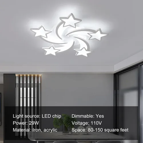 Vista 3 de JAYMP Lámpara de techo en forma de flor regulable moderna lámpara de techo con control remoto LED para dormitorio, sala de estar, comedor