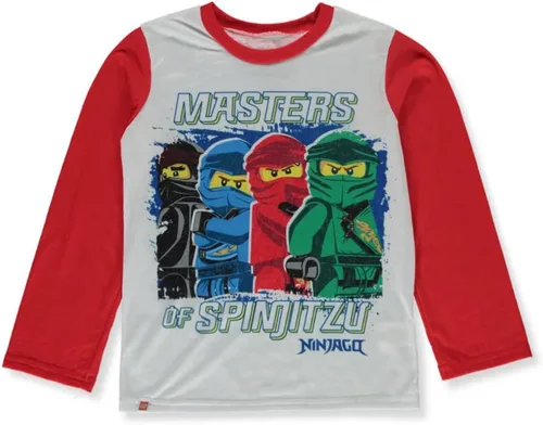 Vista 2 de LEGO Ninjago - Manga larga para niños pequeños y grandes, rojoblancogris