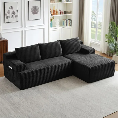 Vista 34 de Cloud Sofá modular moderno de 108 pulgadas con asiento profundo, sofás de pana sin hueso con diván en forma de L para sala de estar, no requiere