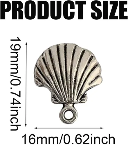 Vista 2 de 50 dijes de concha de plata antigua, festones para bricolaje, conchas marinas para hacer pulseras, collares, joyas