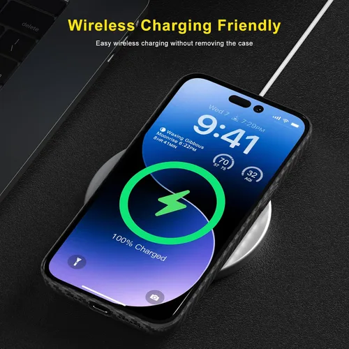 Vista 7 de memumi Funda delgada para iPhone 15 Pro con patrón de fibra de carbono de 0.012 in mate cubierta trasera compatible con iPhone 15 Pro, funda