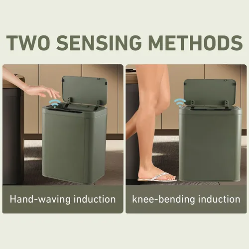 Vista 6 de ELPHECO Basurero de acero inoxidable para oficina, con sensor de movimiento, sin contacto, cubo de basura inteligente automático para cocina, Verde