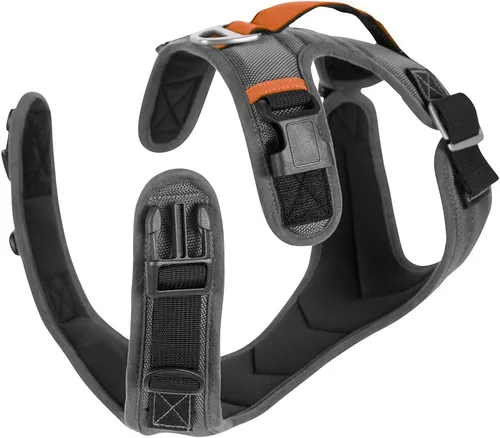 Vista 4 de Gooby Pioneer Arnés para perro con asa de control y capacidad de sujeción del cinturón de seguridad, grande, rojo No-pull front clip; Traffic
