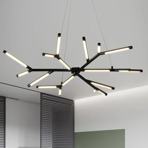 Vista 9 de Candelabro negro moderno, Candelabro Sputnik de 10 luces regulable enchufable, lámpara colgante de techo con instalación empotrada, lámpara colgante
