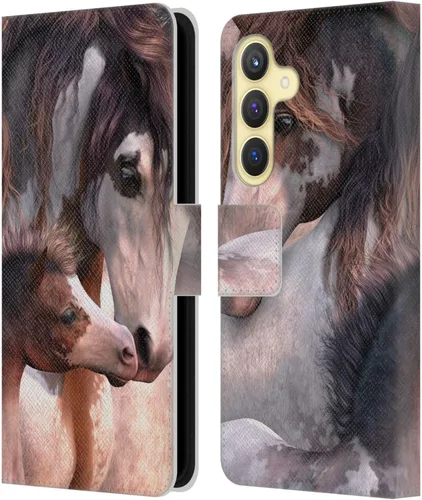 Vista 196 de Head Case Designs Officially Licensed Laurie Prindle A Morgan Christmas Western Stallion Leather Wallet Case Compatible with Samsung Galaxy A07 4G