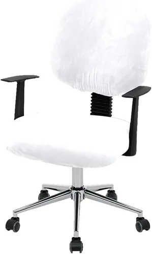 Vista 12 de ITFRO Funda negra para silla de oficina, de terciopelo, elástica, 2 piezas, funda para silla de escritorio de computadora, funda giratoria universal