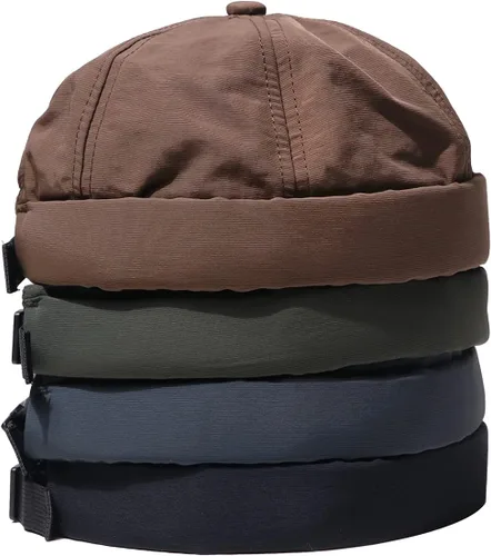 Vista 5 de CLAPE Gorra transpirable sin ala ajustable para calle, casual, verano, Docker, Gorro marinero pescador León sin visera