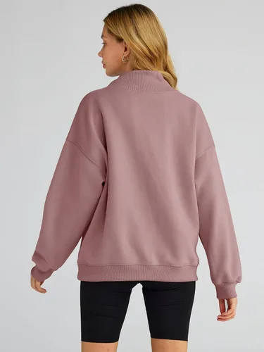 Vista 5 de Trendy Queen - Sudaderas de gran tamaño para mujer, cuello alto, manga larga, sudaderas con capucha para otoño, ropa 2024