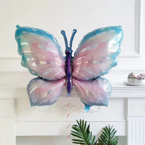 Vista 7 de 11 globos de mariposa enormes de 40 pulgadas, globos de Mylar de aluminio de número morado para decoración de fiesta de primer cumpleaños