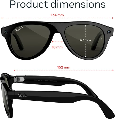 Vista 5 de Meta Ray-Ban (Gen 3) Aviator Negro brillante / verde