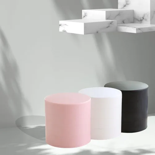 Vista 6 de Keismodye - Organizador de joyas pequeño organizador de joyas para aretes o anillos caja giratoria de 4 capas con tapa para pulseras rosa
