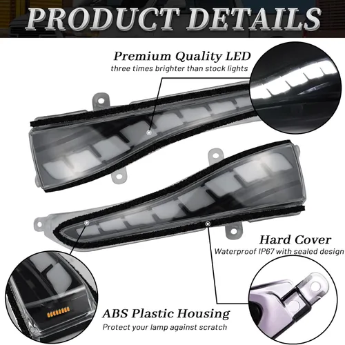 Vista 4 de Luz de marcador de espejo lateral LED para Infiniti Q50 Q60 Q70 QX50 QX60 Lámparas indicadoras DRL señal de giro dinámico espejo mejorado LED