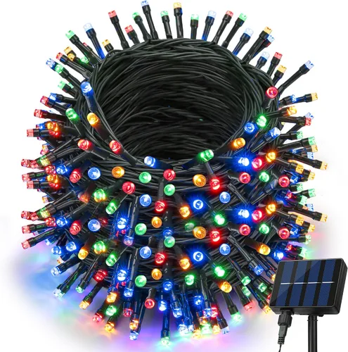 Vista 15 de Joomer Luces solares de Navidad para exteriores, paquete de 2 unidades en total de 144 pies, 400 LED, 8 modos, impermeables, luces solares de Blanco