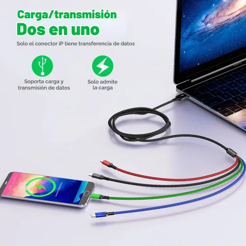 Vista 2 de Cable de carga múltiple 4A, 5 pies/2 unidades 4 en 1 cable de carga