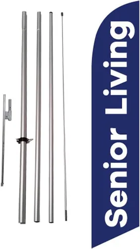Vista 7 de 55+ Active Living Senior Living Community Publicidad Bandera de plumas Letrero con kit de poste y pico de tierra