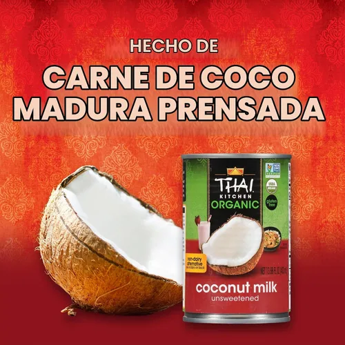 Vista 4 de Thai Kitchen Leche orgánica de coco sin azúcar, 13.66 fl oz