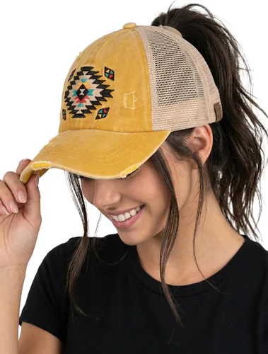 Vista 30 de Funky Junque - Sombrero de cola de caballo para mujer, gorra de béisbol con ajuste ajustable y cola de caballo alta cruzada para uso diario Paquete