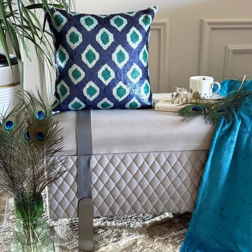 Vista 125 de The HomeCentric Funda de almohada con cremallera, funda de cojín azul de 12 x 12 pulgadas, funda de cojín de algodón bordado para sofá, diseño