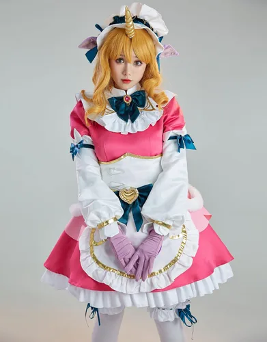 Vista 5 de Miccostumes Vestido de sirvienta verde para mujer, disfraz de cosplay