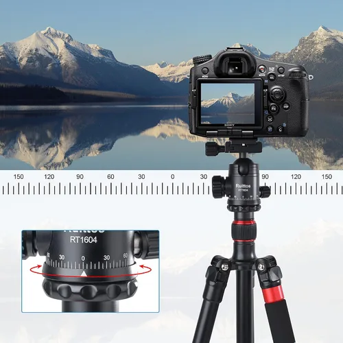 Vista 5 de Kit de trípode de cámara y monopie de 64 pulgadas con cabeza de bola panorámica, trípode completo resistente para Canon, Nikon, Sony... Aleación
