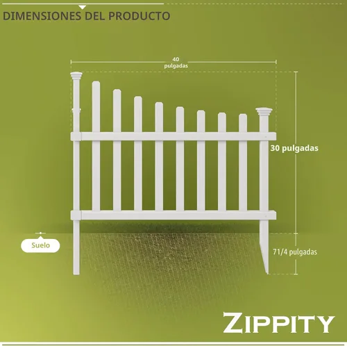 Vista 5 de Valla de jardín Zippity Outdoor Products ZP19007, valla de estacas de vinilo desarmada no requiere perforación en el suelo, 42 x 30 pulgadas