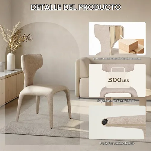 Vista 4 de Sillones decorativos tapizados beige con respaldo curvado minimalista