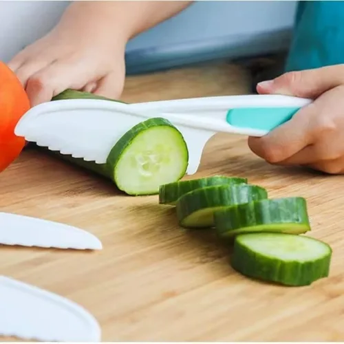 Vista 5 de Juego de 23 piezas de cuchillos para niños para cocina real, juguetes de cocina Montessori para niños pequeños, juego de cuchillos para niños