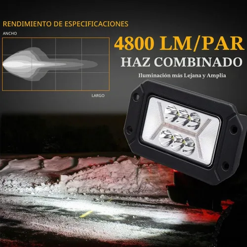 Vista 3 de Chelhead Luces antiniebla LED de montaje empotrado con DRL blanco de 6.3 pulgadas con haz combinado de vainas LED todoterreno compatibles