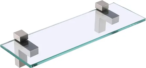 Vista 13 de KES BGS3201S40-2 - Estante de cristal de pared para baño, estante de 16 pulgadas montado en la pared, acabado de níquel cepillado, BGS3201S40-2
