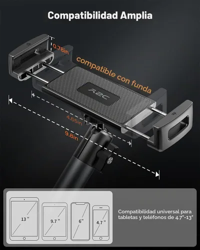 Vista 5 de A2C Soporte para iPad para portavasos de coche, brazo Tri-Pivot de aleación de aluminio de 5.5" Heavy-Duty Tablet Mount for Car Truck, Road Trip