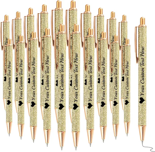 Vista 79 de Bolígrafos con purpurina personalizados con nombre, bolígrafos bonitos y bonitos personalizados, bolígrafos retráctiles de tinta negra, suministros