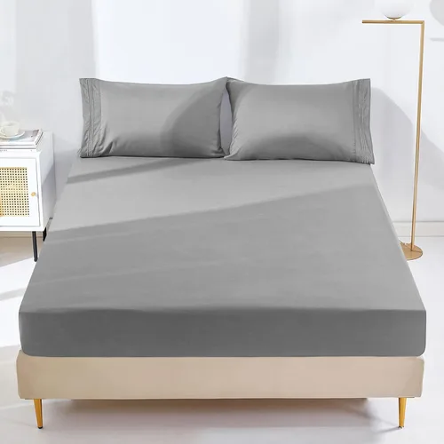 Vista 20 de YIYEA Sábana bajera ajustable floral con funda de almohada, sábana bajera de microfibra de doble cepillado de alta calidad, bolsillo profundo de 16