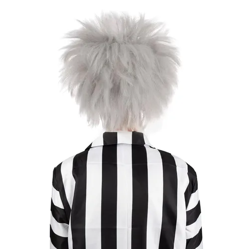 Vista 3 de MUPUL Betelgeuse Cosplay corto esponjoso ondulado payaso calvo peluca para fiesta de Halloween disfraz pelucas para adultos