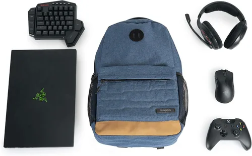 Vista 3 de Slappa Alpha Series - Mochila para laptop para videojuegos, se adapta a portátiles de hasta 15 pulgadas; azul (SL-ALPHA-LAPTOP-BP-BLU)