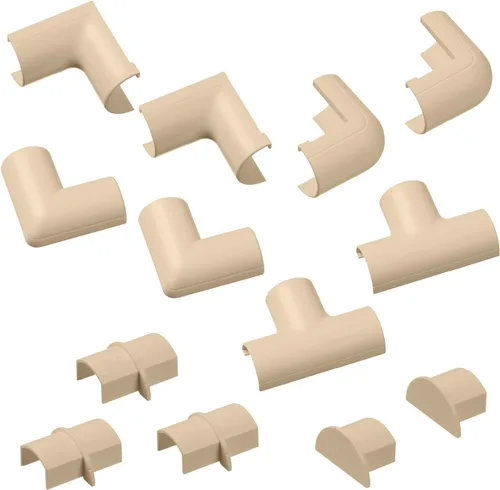 Vista 15 de D-Line Paquete de accesorios para cubierta de cable, solo para uso con longitudes de 0.78 pulgadas de ancho x 0.39 pulgadas de alto Blanco