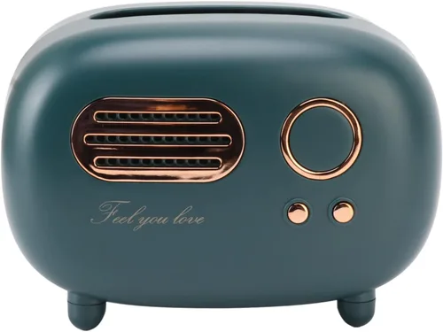 Vista 7 de Qiilu Cubierta de caja de pañuelos de radio de plástico verde retro para baño, dormitorio, escritorio