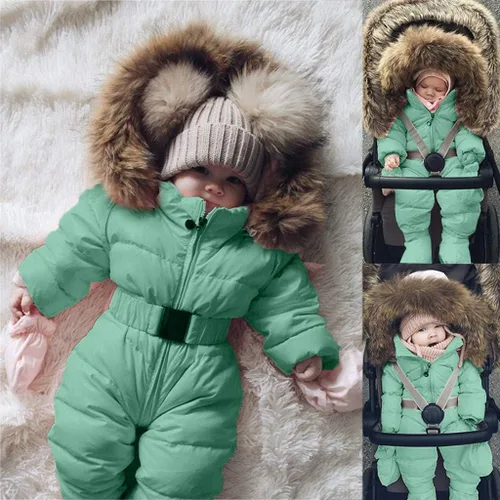 Vista 4 de Mono cálido para bebé, chaqueta acolchada para bebés, niños y niñas, con capucha para invierno, ropa de abrigo para niños