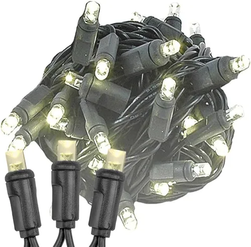 Vista 10 de Novelty Lights Guirnalda de luces navideñas de 11 pies, 50 bombillas LED rosas en cable negro, espacio de 2.5 pulgadas, iluminación conectable