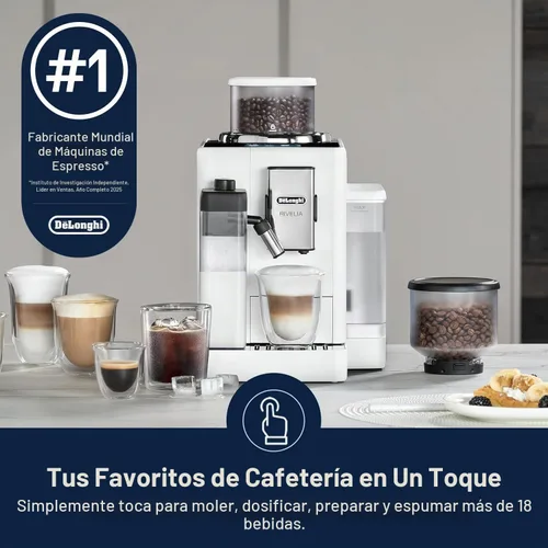 Vista 2 de De'Longhi Rivelia - Máquina automática de café expreso, espumador de leche Blanco ártico