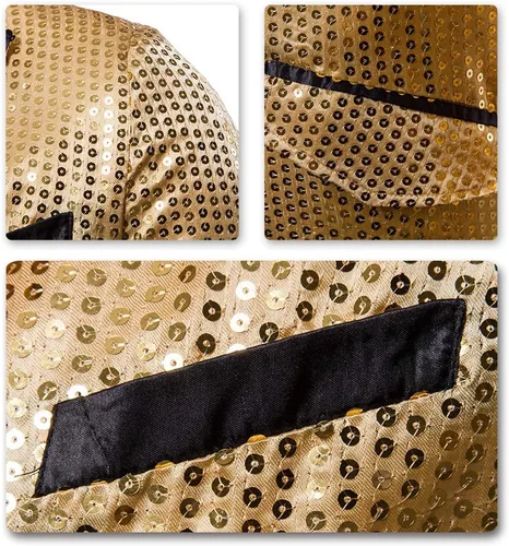 Vista 3 de Cloudstyle - Chaleco de lentejuelas para hombre, chaleco para fiesta
