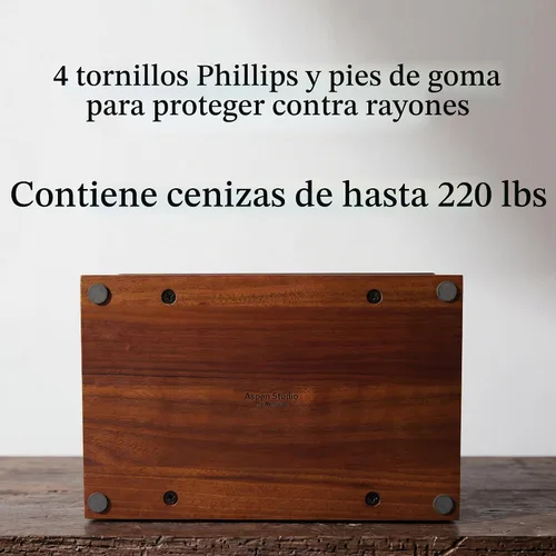Vista 4 de Aspen Studio AspenStudio Urna de madera de nogal cruzada para cremación de cenizas humanas, urna de madera maciza artesanal de hasta 200 libras
