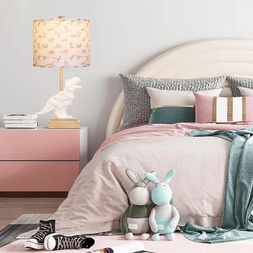 Vista 6 de Hamucd Lámpara de mesa de dinosaurio para niños y niñas, dormitorio, lámpara de noche de 23 pulgadas para regalo de niños, bonita lámpara de mesita