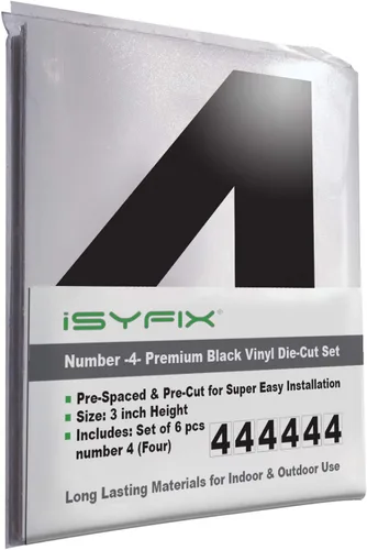 Vista 29 de iSYFIX Calcomanías de vinilo negro con el número 7 (siete), paquete de 6 calcomanías autoadhesivas de 7 pulgadas, calcomanías troqueladas y Negro