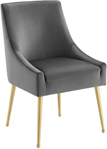 Vista 4 de Modway Discern - Juego de 2 sillas de comedor tapizadas de terciopelo de rendimiento, color gris